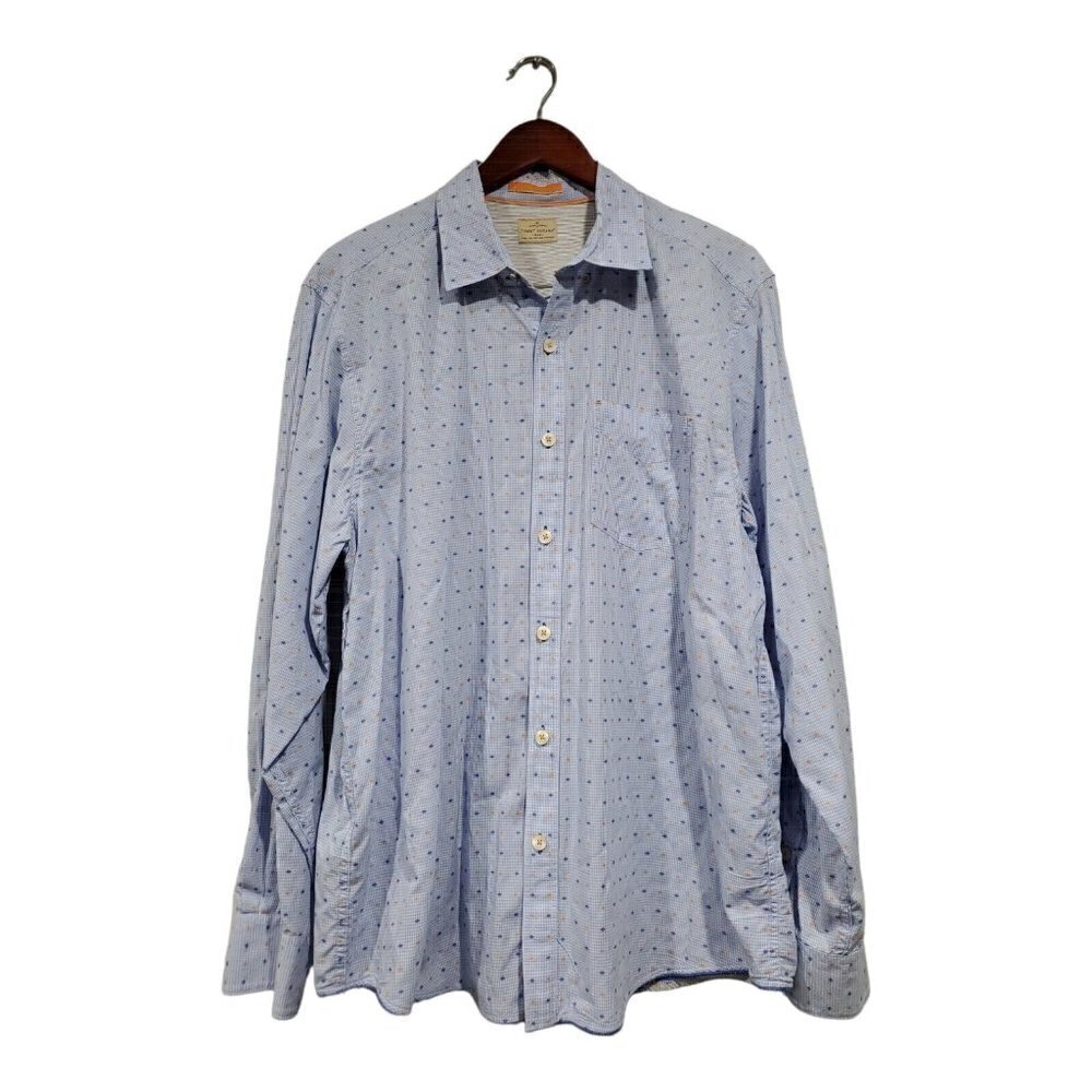 Tommy Bahama Jeans Island Crafted Men's Long Sleeve Blue Button-Down Shirt Sz L